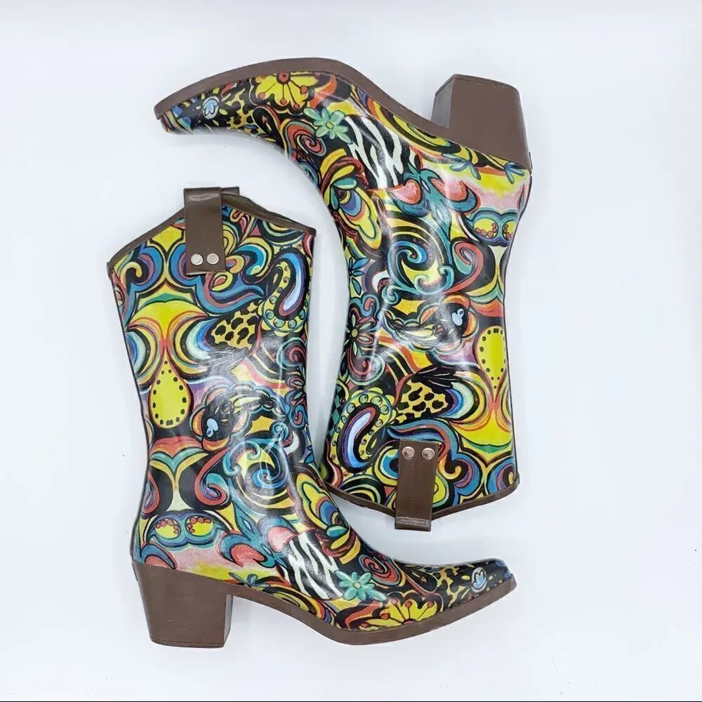 ‎Bop by BEEHIVE Calico Print Cowboy Rainboots